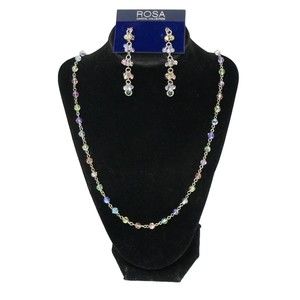 Rosa Crystal Collection Dangle Earrings & Necklace